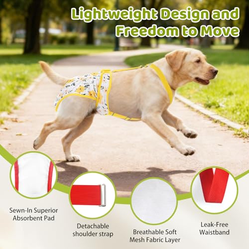 3 Pack Washable Dog Diapers Female with Suspenders Diaper for Dogs Reusable Dog Diapers Dog Period Panties for Doggie in Cycle (Large) - size: L