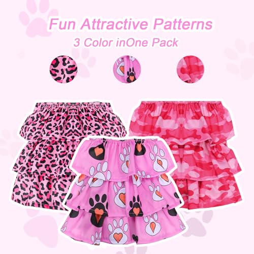Cathy Doll 3 Pack Premium Reusable Washable Dog Diapers for Female Dogs in Heat Period Incontinence Puppy Training Highly Absorbent Leak-Proof Durable Pink (L) - size: L