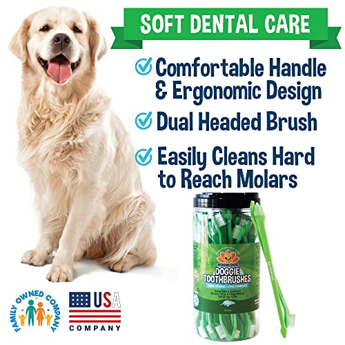 Bodhi Dog Dual-Headed Toothbrush for Dogs & Cats - Soft Bristles for Gentle Pet Dental Care - Puppy & Adult Teeth Cleaning - Easy-to-Use Design for Healthy Gums & Fresh Breath (50 Count) - size: 1 Count (Pack of 50)