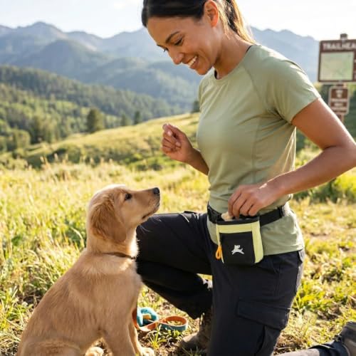 OllyDog, Goodie Treat Bag, Dog Treat Training Pouch | Magnetic Closure | 3 Ways to Wear | Hands-Free Waist Belt | Water-Resistant Recycled Vegan Fabric (Sol) - color: Sol