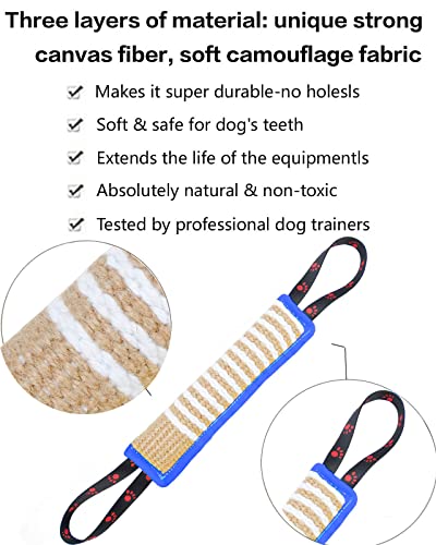 Clysoru Dog Tug Toy Tough Jute Bite Pillow Lasting Training Equipment Puppy to Large Dogs Interactive for Large and Small - color: footprint Blue