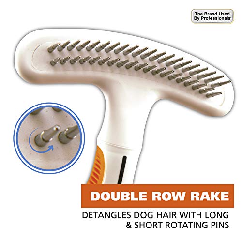 Wahl 2-in-1 Combination Double Row Pet Rake with Hair Shedding Blade for Dog or Cat Fur by The Brand Used by Professionals – Model 858424 - size: 1 Count (Pack of 1)