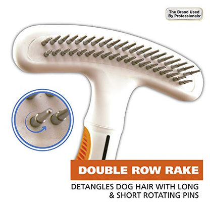 Wahl 2-in-1 Combination Double Row Pet Rake with Hair Shedding Blade for Dog or Cat Fur by The Brand Used by Professionals – Model 858424 - size: 1 Count (Pack of 1)