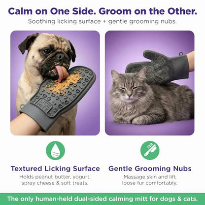 Lixy Pet LickMitt – Dual-Sided Calming & Grooming Mitt for Dogs and Cats – Human-Held Silicone Treat Mitt for Anxiety Relief, Bonding & Shedding – BPA-Free, Food-Grade, Easy Clean – Gray - color: Gray
