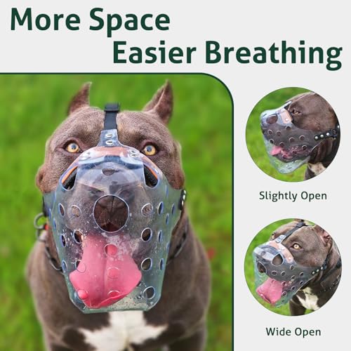 Mayerzon Pitbull Muzzle, Basket Muzzle for Large Dogs Rottweiler to Prevent Biting Chewing Scavenging, Breathable Dog Mouth Guard for Grooming Vet Visits that Allows Panting Drinking - size: L