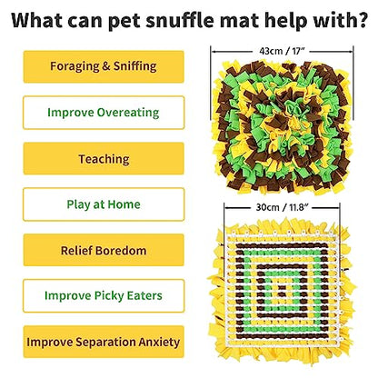 LIVEKEY Pet Snuffle Mat for Dogs, Dog Feeding Mat, Nosework Training Mats for Foraging Instinct Interactive Puzzle Toys (Yellow&Brown&Green)