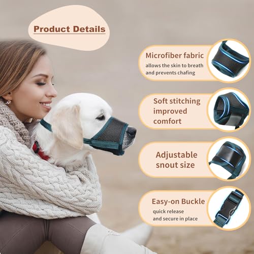 HEELE Dog Muzzle,Soft Nylon Muzzle Anti Biting Barking Chewing,Air Mesh Breathable Drinkable Adjustable Loop Pets Muzzle for Small Medium Large Dogs (Blackish Green, S) - color: Blackish Green, size: S