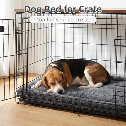 Dog Bed for Crate, Leak-Proof Soft Plush Dog Crate Bed for Dogs & Cats, Machine Washable Dog Bed Mats, Dog Pad for Crates, Travel & Home (Gray, 35"x23"x2") - size: 35"x23"x2"