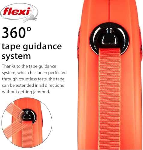 FLEXI® Xtreme Tape Retractable Dog Leash, Small, 16 ft - Orange/Black - size: Small