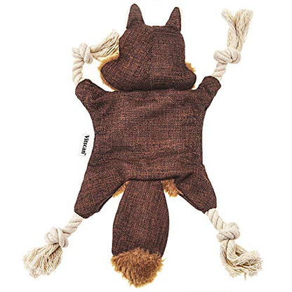 Vitscan Crinkle Dog Toy, No Stuffing Puppy Toys, Cotton Rope Limbs Stuffless Dog Toy with Squeaker, Plush Body Parts Squirrel Dog Squeaky Toys for Small Dog Chew Toys