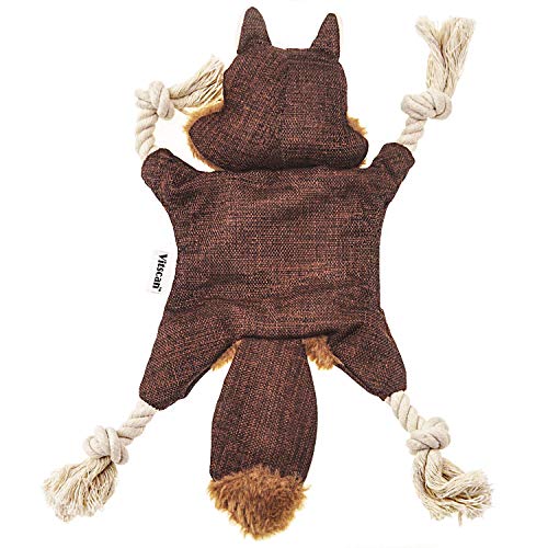 Vitscan Crinkle Dog Toy, No Stuffing Puppy Toys, Cotton Rope Limbs Stuffless Dog Toy with Squeaker, Plush Body Parts Squirrel Dog Squeaky Toys for Small Dog Chew Toys