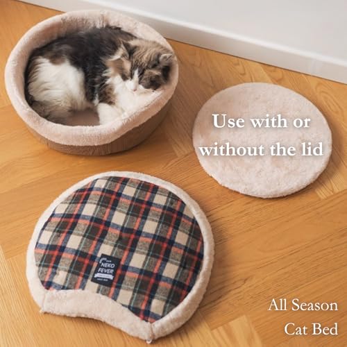 Cat Bed Cave - Enclosed Hideaway with Detachable Lid & Mat for Kitten (Yellow) - color: Yellow