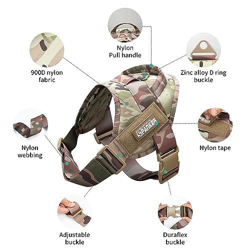 Excellent Elite SPANKERTactical Dog Vest Training Military Patrol Service Dog Harness Adjustable Nylon Dog Harness with Handle(MCP-S) - color: MCP, size: S