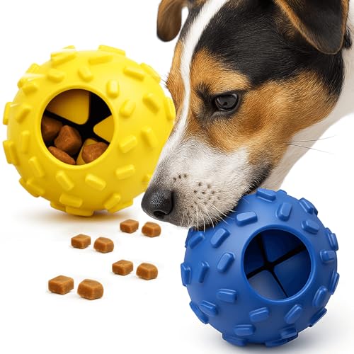 Interactive Dog Chew Toy for Small – Durable Treat Dispensing Puzzle Toy, Tough Enrichment Toy for Aggressive Chewers, Teeth Cleaning & Mental Stimulation Training Toy, Perfect for Boredom Relief - color: Blue Yellow