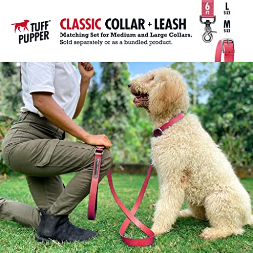Tuff Pupper Classic Heavy Duty Dog Collar | 10x Stronger Than Leather | 100% Waterproof & Odor Proof Dog Collar | Tough Rust-Proof All Metal Hardware - color: Punch Pink