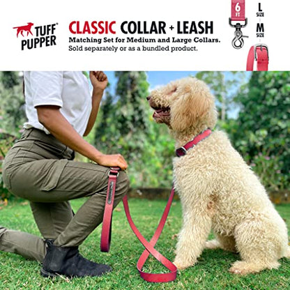 Tuff Pupper Classic Heavy Duty Dog Collar | 10x Stronger Than Leather | 100% Waterproof & Odor Proof Dog Collar | Tough Rust-Proof All Metal Hardware - color: Punch Pink