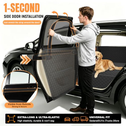 Dog Car Seat Cover for Back Seat,Waterproof Oxford cloth Hard Bottom Car Seat Cover for Dogs,Non-slip Backseat Dog Cover with Upgraded Door Protection Flap 52×25in,Dog Hammock for Car SUV Small Trucks - size: Medium