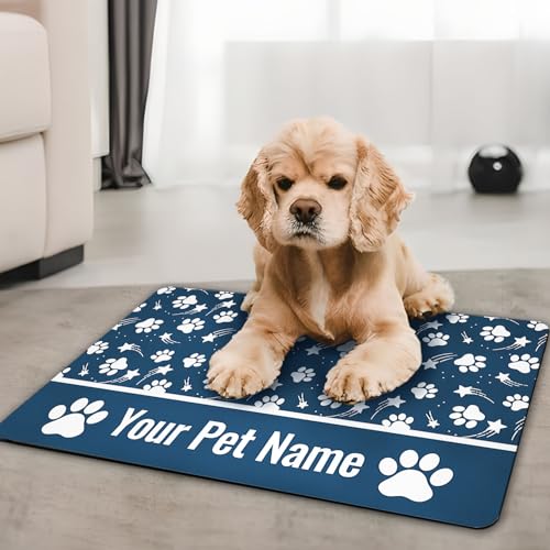 Personalized Dog Food Mat Custom Pet Feeding Absorbent Mats for Floor Customized Cat Water Bowl Placemats Non-Slip Washable Dog Mat for Food and Water