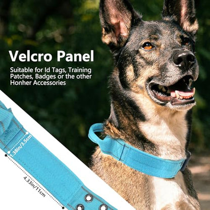 Tactical Dog Collar with Control Handle, Military Adjustable Pet Collar Reflective Heavy Metal Buckle Dog Collar, Soft Nylon Training Collar for Medium Large Dogs (Blue, Medium) - color: Blue, size: Medium