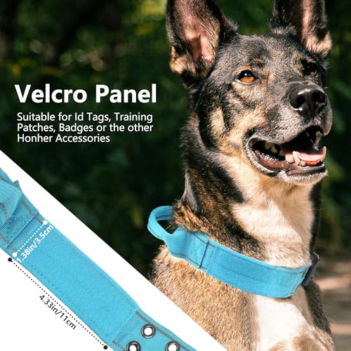 Tactical Dog Collar with Control Handle, Military Adjustable Pet Collar Reflective Heavy Metal Buckle Dog Collar, Soft Nylon Training Collar for Medium Large Dogs (Blue, X-Large) - color: Blue, size: X-Large