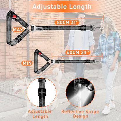 Seyezo Dog Car Seat Belt Set - 3 Piece Retractable Harness, Adjustable Reflective Seatbelt for Vehicle Headrests, Safety Restraint, Heavy Duty & High Elastics, Black - color: 01-2PCS Black