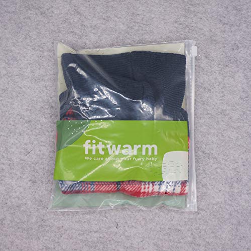 Fitwarm Tartan Plaid Dog Hoodie, Knitted Dog Clothes for Small Dogs Boy, Pet Sweater with Hood, Cat Fleece Lined Winter Outfit, Red, Navy Blue, Medium - color: Red, size: Medium