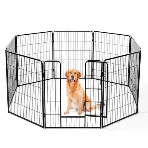 Simple Deluxe Dog Playpen Outdoor Indoor, 40 Inch 8 Panels Dog Fence for Small/Medium/Large Dogs Puppy, Perfect Dog Pen for Camping, Yard, RV, Garden Fence, Black - size: 40 Inch 8 Panels