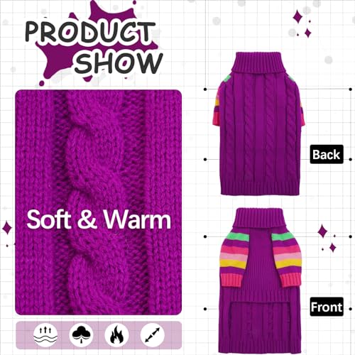 XSmall Dog Sweaters - Stretchy Turtleneck Pullover for Small Dogs, Girls & Boys - color: Purple, size: X-Small