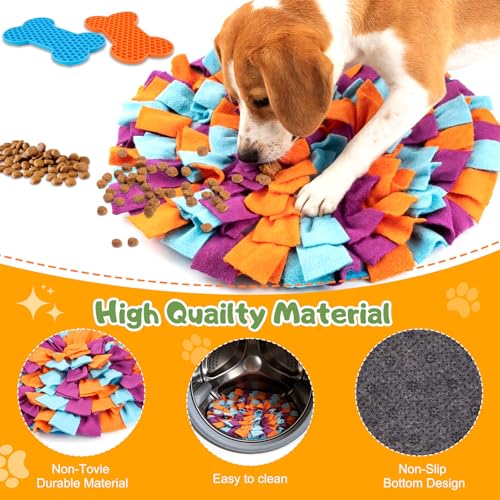 Snuffle Mat for Dogs, 17.7" Slow Feeder Foraging Dog Puzzle Toy for Stress Relief & Smell Training, Interactive Enrichment to Keep Dogs Busy, for Puppy/Medium/Large Breed