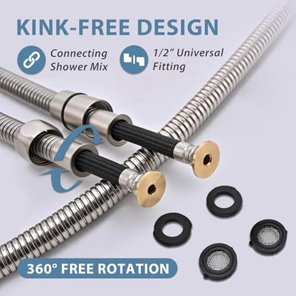 23 Inches Shower Hose Extra Short Brushed Nickel 304 Stainless Steel Handheld Showerhead Hoses,Anti Winding Interface,With Brass Insert And Nut-durable ＆ Flexible Rv Shower Hose Replacement - color: Brushed Nickel, size: 23 Inches