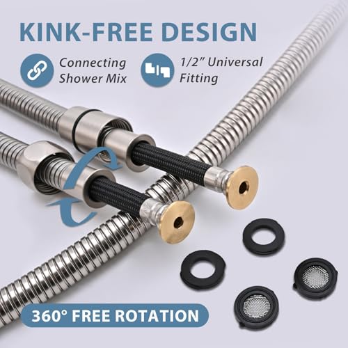 Shower Hose Extra Long 304 Stainless Steel Handheld Showerhead Hoses,Anti Winding Interface,With Brass Insert And Nut-durable ＆ Flexible Rv Shower Hose Replacement (Brushed Nickel, 39 Inches) - color: Brushed Nickel, size: 39 Inches
