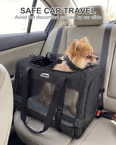 Soft-Sided Large Cat Carrier for 2 Cats, Spacious Foldable Pet Travel Carrier for Large Cats up to 25 Lbs, Double Cat Bag with Shoulder Strap, 20x13x13 Inch, Fits Maine Coon and Small Dogs, Black