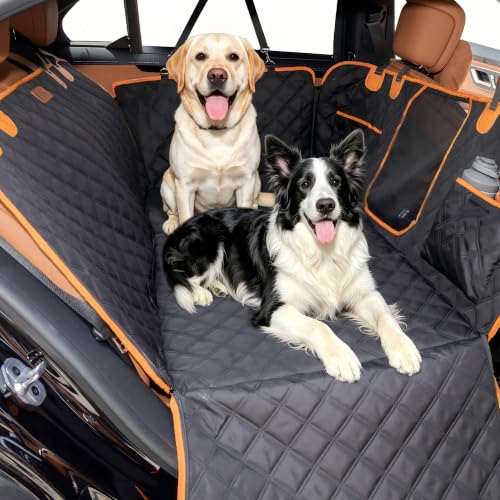 Dog Car Seat Cover for Back Seat – 900D Oxford Heavy Duty Hard Bottom Extender, Waterproof Dog Hammock with Mesh Window, Joint-Friendly Sponge Pad, Supports 600LBS – Fits Sedan/SUV - size: L-For Cars/ SUVs/ Small Truck