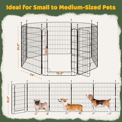 Yaheetech Expandable Dog Playpen, 8 Panel 32 inch Puppy Playpen with Door Indoor/Outdoor Pet Fence for Small Medium Dogs - size: 32 inch