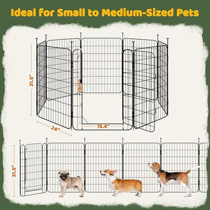 Yaheetech Expandable Dog Playpen, 8 Panel 32 inch Puppy Playpen with Door Indoor/Outdoor Pet Fence for Small Medium Dogs - size: 32 inch