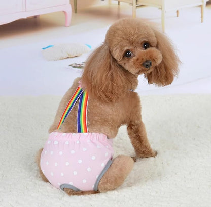 Dog Diaper Washable Reusable Female Puppy Sanitary Panty Adjustable Suspender for Heat Cycle Incontinence Protection 100 Machine Washes Leak Proof Design for Teddy Small Breed Dogs Travel Home Use - size: M/12