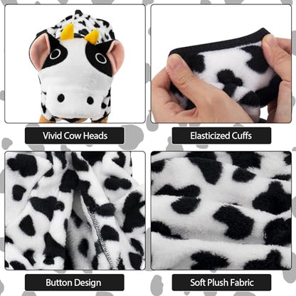 Adorable Milk Cow Style Dog Puppy Costume - Soft Jumpsuit for Small Dogs, Winter Hoodie for Halloween & Christmas - size: Medium