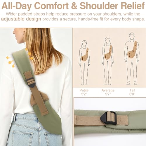 Dog Sling Carrier, Small Dog Carrier Sling for Cats & Puppies 20 lbs, Dog Carry Bag with Pockets, Light Water-Resistant Nylon, Pet Sling Carrier for Senior Pet Walks, Travel, Crowds, Home(Olive Green) - color: Olive Green