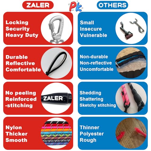 ZALER Rope Dog Leash, 4/5/6/10/15/20/30/50 Foot Reflective Dog Leashes with Carabiner, Heavy Duty Pet Lead for Large and Medium Dogs (4FT, Blue) - color: Blue, size: 4FT*1/2"