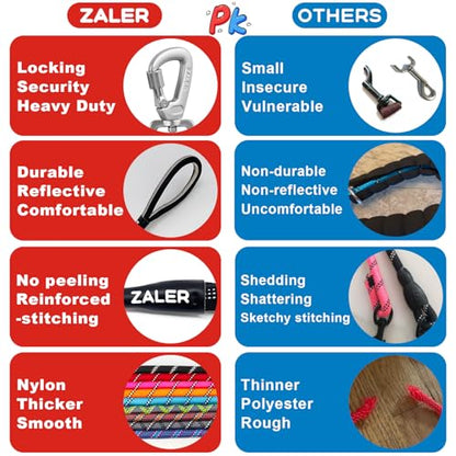 ZALER Rope Dog Leash, 4/5/6/10/15/20/30/50 Foot Reflective Dog Leashes with Carabiner, Heavy Duty Pet Lead for Large and Medium Dogs (6FT, Black) - color: Black, size: 6FT*1/2"