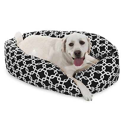 Majestic Pet 40 Inch Links Sherpa Calming Dog Bed Washable – Cozy Soft Round Dog Bed with Spine for Head Support - Fluffy Donut Dog Bed 40x29x9 (inch) – Round Pet Bed Large - BLACK - color: Black, style: 40 in.