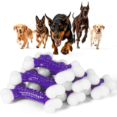 Kseroo 6-Pack Indestructible Dog Toys for Aggressive Chewers: Bacon Flavored Hard Nylon Bone Chew Toys, Tough Dog Chew Toys for Large Dogs, Dog Toys to Keep Them Busy for Medium Large Breed, Purple - color: 6PC-Bacon-Purple