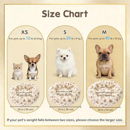 Avont Washable Donut Dog Bed with Removable Cover, Orthopedic Mixed Memory Foam Round Pet Bed, Ultra-Thick Faux Rabbit Fur Calming Cushion for Small, Medium Dogs - size: M ( 30")