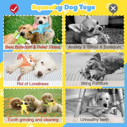 MRSOHRET 5 Pack Dog Toys Squeaky, Tough Stuffed Plush Puppy Chew Toys for Teething, Durable Plush Dog Toy for Large Medium Small Breed to Keep Them Busy, No Stuffing Crinkle Dog Toys - style: No Stuffing Crinkle Dog Toys