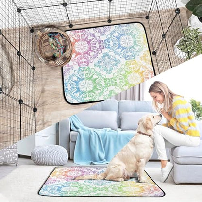 Qilmy Mandala Pet Mat, Waterproof Reusable Dog Training Pad Anti-Slip Pet Creat Pad for Small Medium Large Dogs and Cats - size: Medium+Large