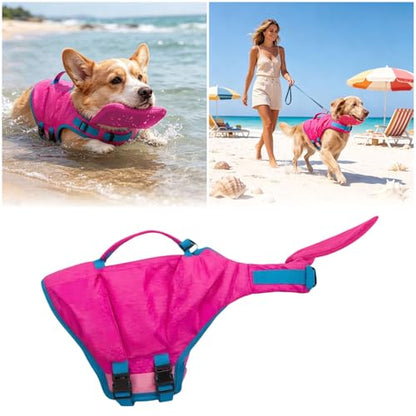 Dog Doggy Life Jacket Life Vest Saver Preserver Reflective Nylon Neoprene Quick Release Adjustable Bandana (Pink#S) - color: Pink#S