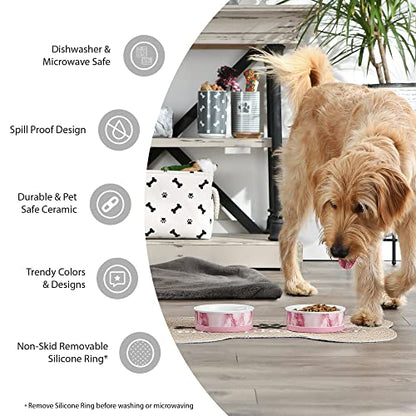 Bone Dry Lattice Collection Pet Bowl & Canister, Medium Set, 6x2 inches, Nautical Blue, 2 Piece - color: Nautical Blue, size: Medium Set, 6x2"