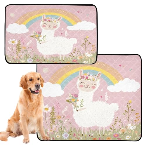 Qilmy Llama Pet Mat, Waterproof Reusable Dog Training Pad Anti-Slip Pet Creat Pad for Small Medium Large Dogs and Cats - size: Medium+Large