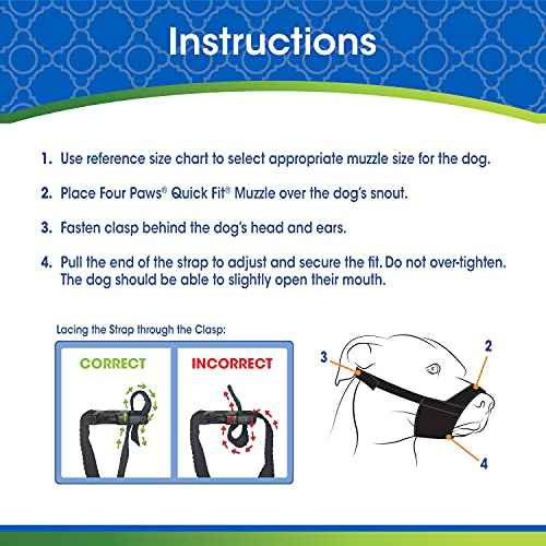 Four Paws Walk-About Quick-Fit Adjustable Dog Muzzle for XX-Small Dogs, Washable & Breathable, Black, 1 Count - size: 0-XX-Small Regular Snout