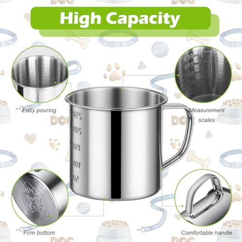 2 Pcs Dog Food Scoop 1 Cup,304 Stainless Steel Measuring Cups with Handle Pet Food Scoop Cup Measuring Scoop for Dogs, Cats, Birds & Rabbits – Ideal for Dry Food & Treats (1 CUP) - size: 1 CUP